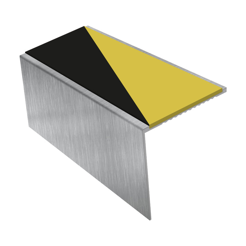 Square Aluminium Stair Nosing 2.75m, 56mm Tread Slip-Resistant Inserts Custom Finishes for Vinyl, Lino & Lightweight Carpets