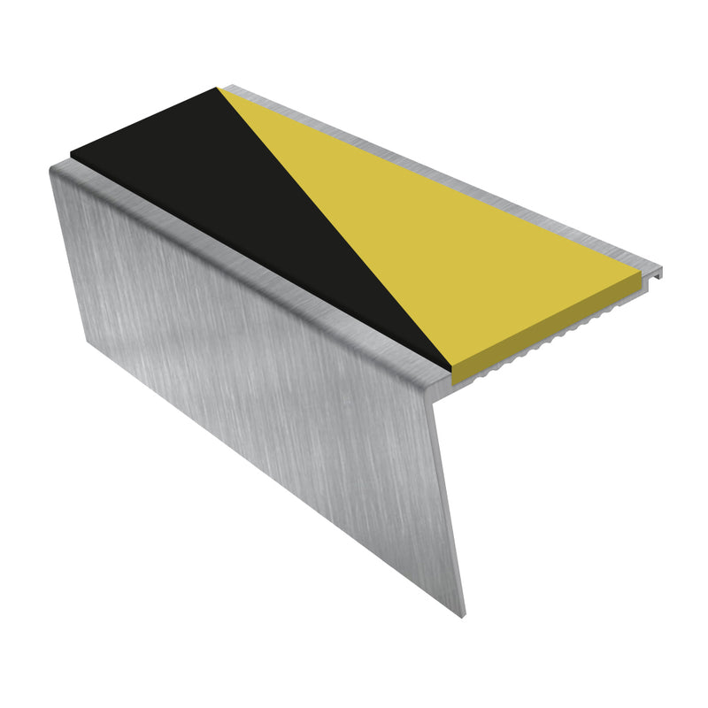 Rake Back Aluminium Stair Nosing 2.75m 62mm Tread Slip-Resistant Inserts Durable for Medium-Weight Carpets & Heavy-Duty Floors