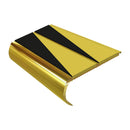Gold aluminum bullnose stair nosing with black anti-slip safety strips for 2.44m heavy duty step protection