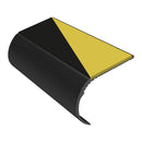 Bullnose Aluminium Stair Nosing 2.75m - Single Channel, Riser 37mm, Slip-Resistant PVC Inserts for Vinyl, Lino & Lightweight Carpets