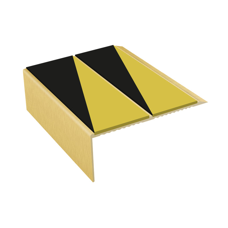 Rake Back Double Channel Aluminium Stair Nosing, 2.75m Length, 93mm Tread, Slip-Resistant PVC Inserts, Ideal for Vinyl & Lino Flooring, Durable & Stylish