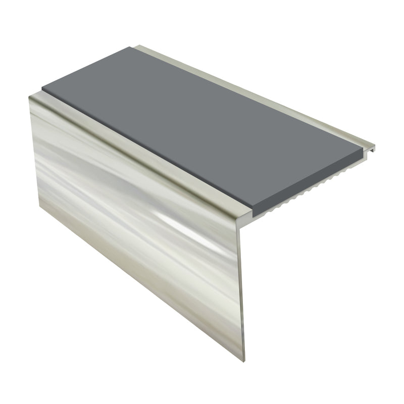 Square Aluminium Stair Nosing 2.75m, Tread 62mm Slip-Resistant Profile for Medium Carpets & Heavy-Duty Flooring Durable & DDA Compliant