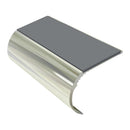 Bullnose aluminum stair nosing with slip-resistant PVC insert, 37mm riser profile for vinyl carpets