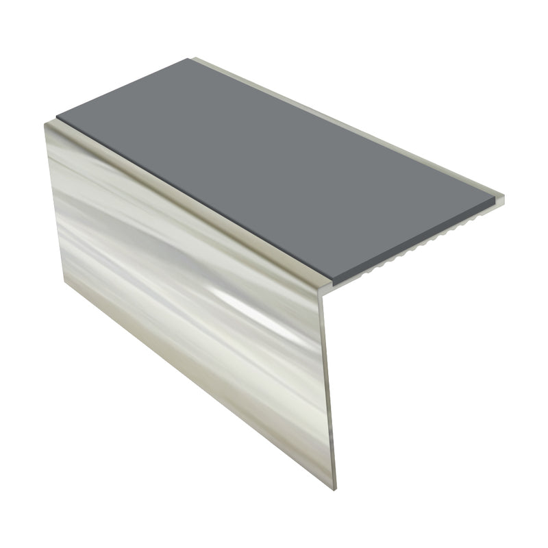 Square Aluminium Stair Nosing 2.44m, 56mm Tread Slip-Resistant Inserts Custom Finishes for Vinyl, Lino & Lightweight Carpets