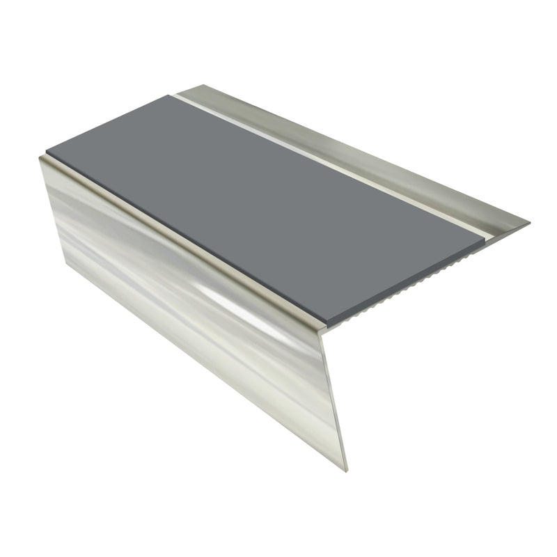 Rake Back Aluminium Stair Nosing 2.75m 70mm Tread Slip-Resistant Inserts Durable for Vinyl, LVT, Wood & Hard Flooring