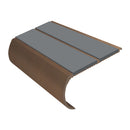 Bullnose aluminium anti slip stair nosing with grey insert strips on bronze profile, 53mm width