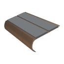 Anti slip bullnose stair nosing in dark bronze with mid-grey PVC inserts for heavy duty safety