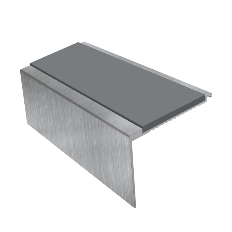 Heavy Duty Square Aluminium Stair Nosing with Single Insert, 3.22m Length, 50mm Riser, Slip-Resistant for Medium Carpets & Smooth Flooring