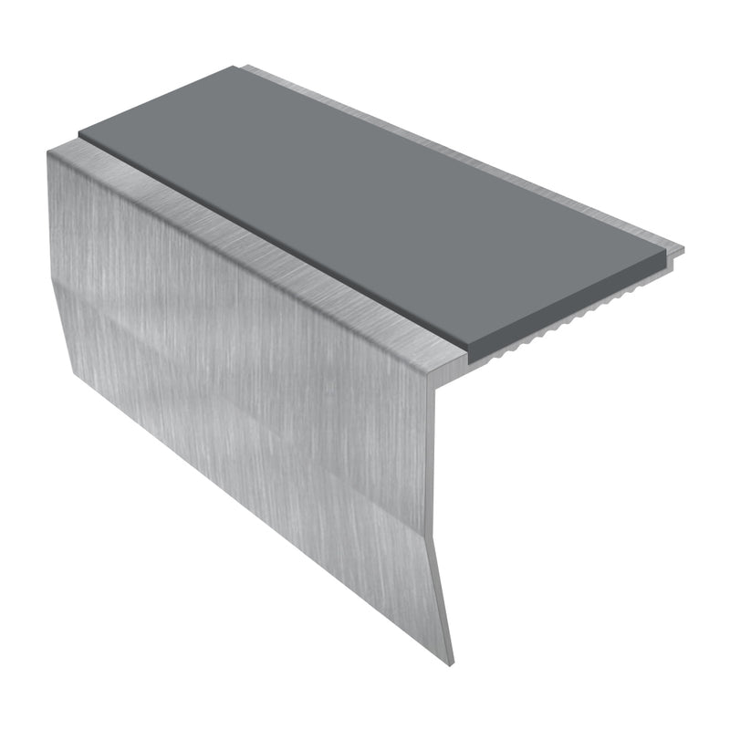 Heavy Duty Chevron Aluminium Stair Nosing 2.44m Single Insert 65mm Riser Slip-Resistant Durable for Medium Carpets & Smooth Flooring