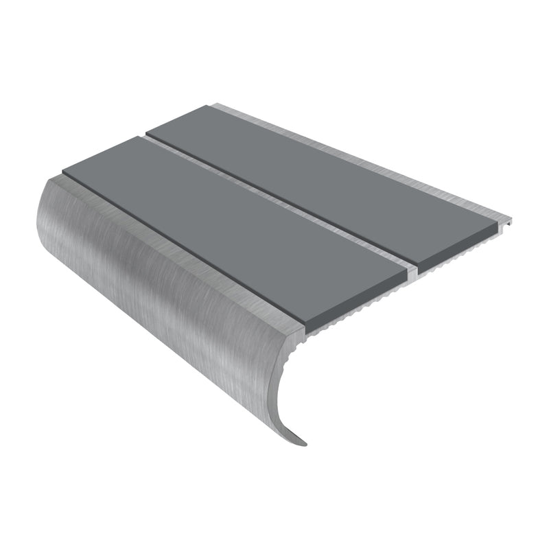 Heavy Duty Bullnose Aluminium Stair Nosing 2.75m Double Insert 39mm Riser Slip-Resistant Durable Ideal for High-Traffic Areas