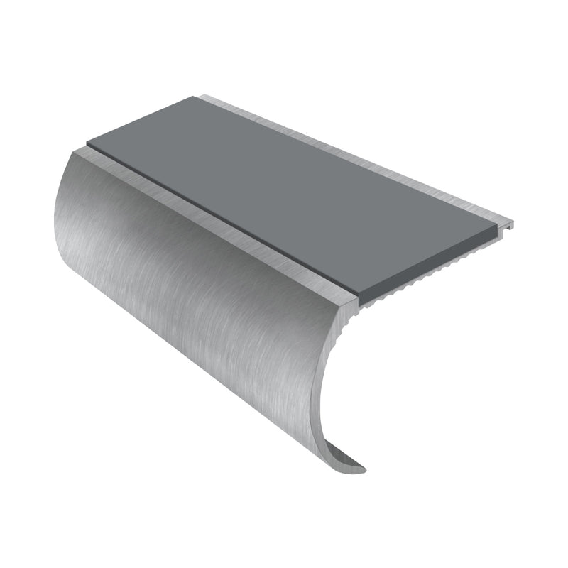 Heavy Duty Bullnose Aluminium Stair Nosing 2.75m, Single Insert, 57mm Riser, Slip-Resistant, Durable for High-Traffic Areas, Ideal for Home & Business