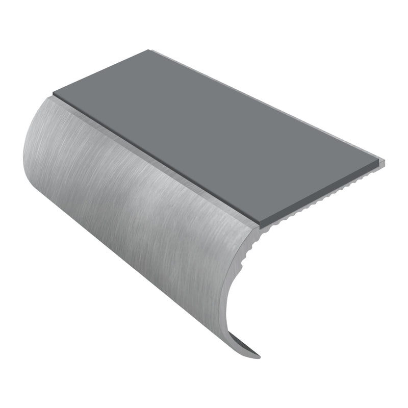 Bullnose Aluminium Stair Nosing 3.22m Single Channel 37mm Riser Slip-Resistant PVC Inserts Ideal for Vinyl & Lightweight Carpets