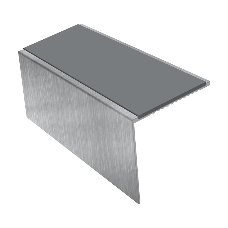 Square Aluminium Stair Nosing 2.75m, 56mm Tread Slip-Resistant Inserts Custom Finishes for Vinyl, Lino & Lightweight Carpets