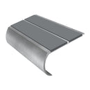 Bullnose aluminum stair nosing with dual grey anti-slip inserts, 53mm width profile view