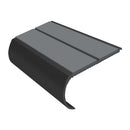 Heavy duty bullnose aluminium stair nosing with anti-slip inserts in mid-grey and satin black finish