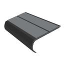 Anti slip bullnose stair nosing in grey aluminum with black PVC inserts for heavy duty safety