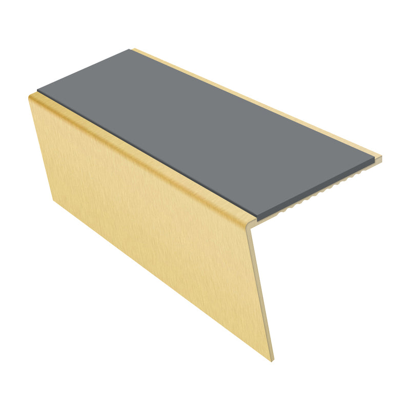 Rake Back Aluminium Stair Nosing 2.75m 56mm Tread Slip-Resistant Inserts Custom Finishes for Vinyl, Lino, and Lightweight Carpets