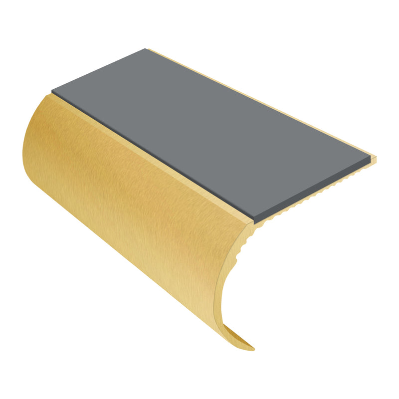 Bullnose Aluminium Stair Nosing 2.75m - Single Channel, Riser 37mm, Slip-Resistant PVC Inserts for Vinyl, Lino & Lightweight Carpets