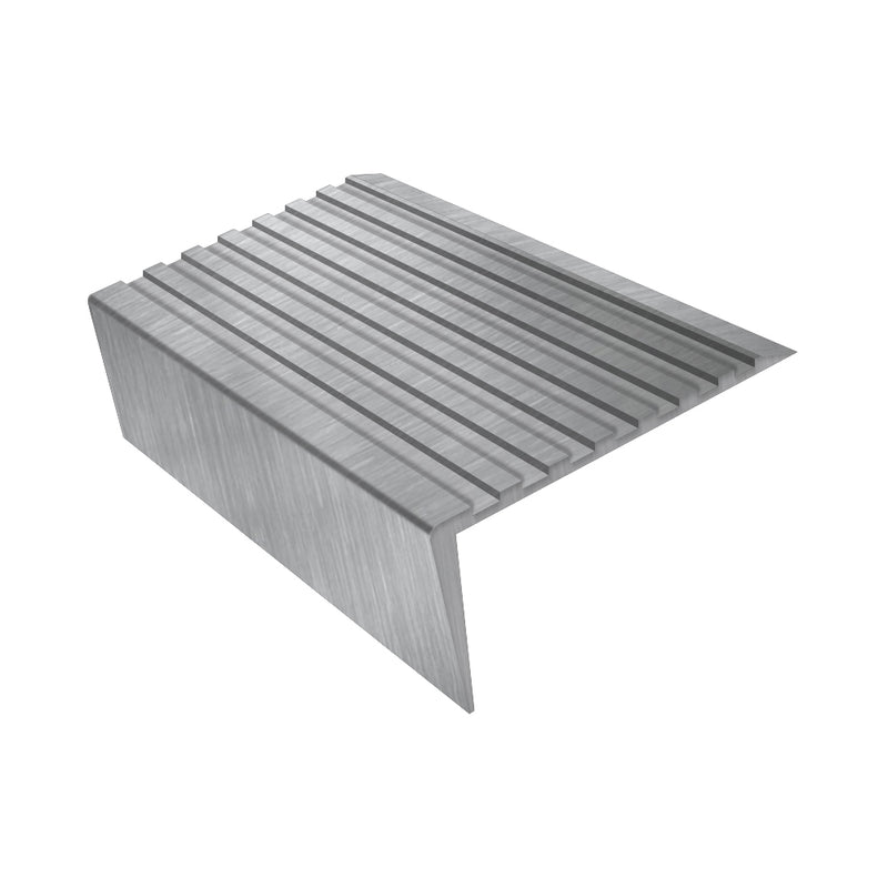 Castellated Square Aluminium Stair Nosing with Ramp Back Profile 3mm Gauge – Durable, Slip-Resistant Edge Protector for Uncovered Stairs 71mm Tread