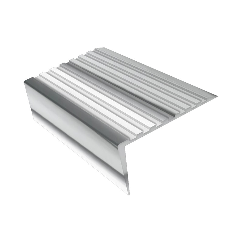 Castellated Square Aluminium Stair Nosing with Ramp Back Profile 3mm Gauge – Durable, Slip-Resistant Edge Protector for Uncovered Stairs 71mm Tread