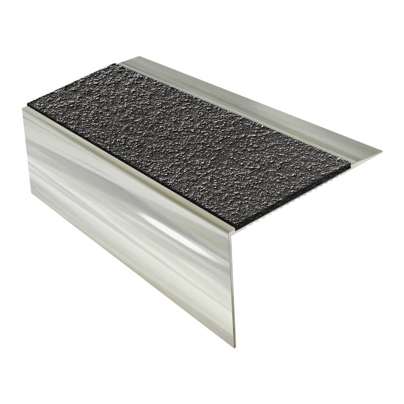 Square Ramp Back Aluminium Stair Nosing with MorGrip Inserts Heavy-Duty Profile 2.44m, 2.75m, 3.22m Lengths Slip-Resistant for Vinyl, Wood, LVT