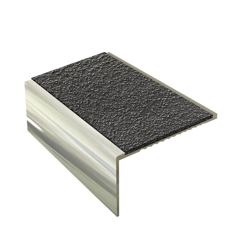 Non-Slip Weather-Resistant Square Aluminium Stair Nosing MorGrip Inserts 56mm Tread Durable & Stylish 2.44m, 2.75m, 3.22m Lengths