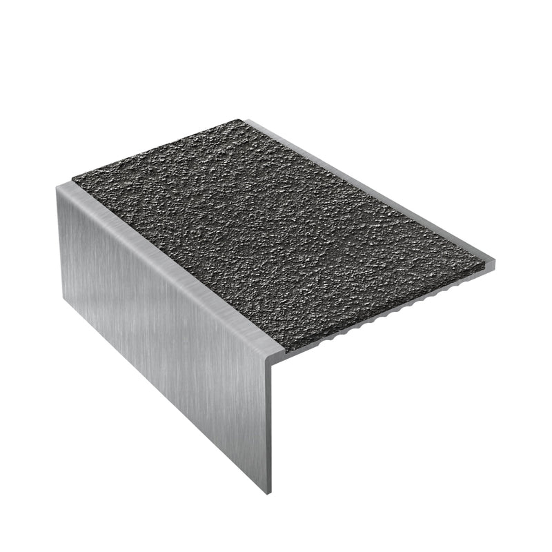 Non-Slip Weather-Resistant Square Aluminium Stair Nosing MorGrip Inserts 56mm Tread Durable & Stylish 2.44m, 2.75m, 3.22m Lengths