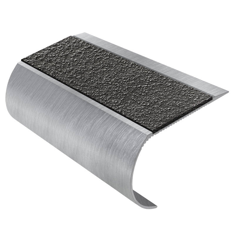 Bullnose Aluminium Stair Nosing with MorGrip & Exterior Inserts - Single Channel - Slip-Resistant, Durable, Stylish for Vinyl, Wood & Carpet Flooring