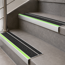 Photoluminescent Aluminium Stair Nosing | Self-Charging Anti-Slip Glow-in-the-Dark Edge | Single & Double Tread