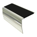 Heavy Duty Chevron Aluminium Stair Nosing 2.44m Single Insert 65mm Riser Slip-Resistant Durable for Medium Carpets & Smooth Flooring