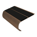 Bullnose aluminium stair nosing with black anti-slip inserts and bronze finish, 53mm width