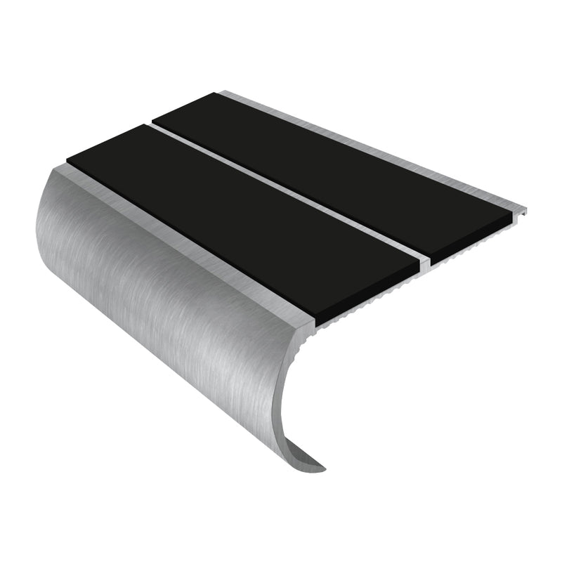 Heavy Duty Bullnose Aluminium Stair Nosing 3.22m Double Insert 53mm Riser Slip-Resistant Durable Ideal for High-Traffic Areas