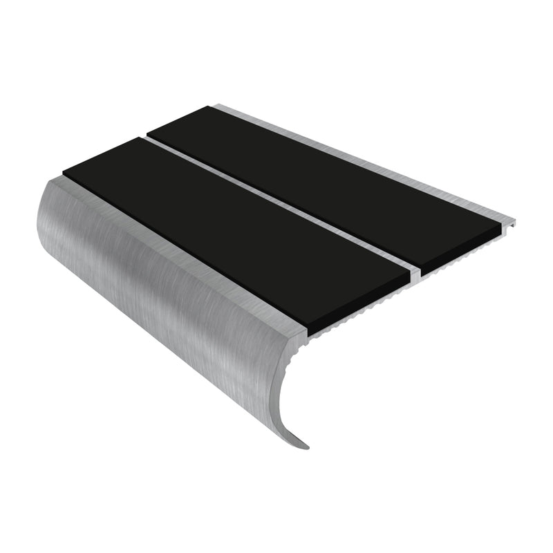 Heavy Duty Bullnose Aluminium Stair Nosing 2.75m Double Insert 39mm Riser Slip-Resistant Durable Ideal for High-Traffic Areas