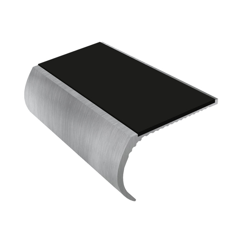 Premium Bullnose Aluminium Stair Nosing - Single Channel Insert - 2.75m - Slip-Resistant PVC, Durable, Stylish for Vinyl & Carpet Flooring