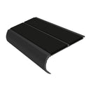 Black anti-slip bullnose stair nosing with ribbed PVC insert strips on aluminum profile for safety