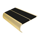 Anti slip bullnose stair nosing in satin gold aluminum with black PVC inserts for safety