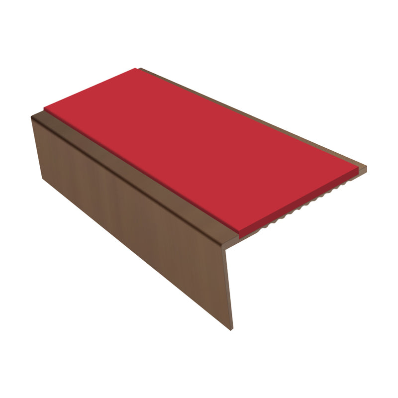 Square Aluminium Stair Nosing Single Channel 2.44m 25mm Riser Slip-Resistant PVC Inserts for Vinyl, Lino, Lightweight Carpets Safe Domestic Solution