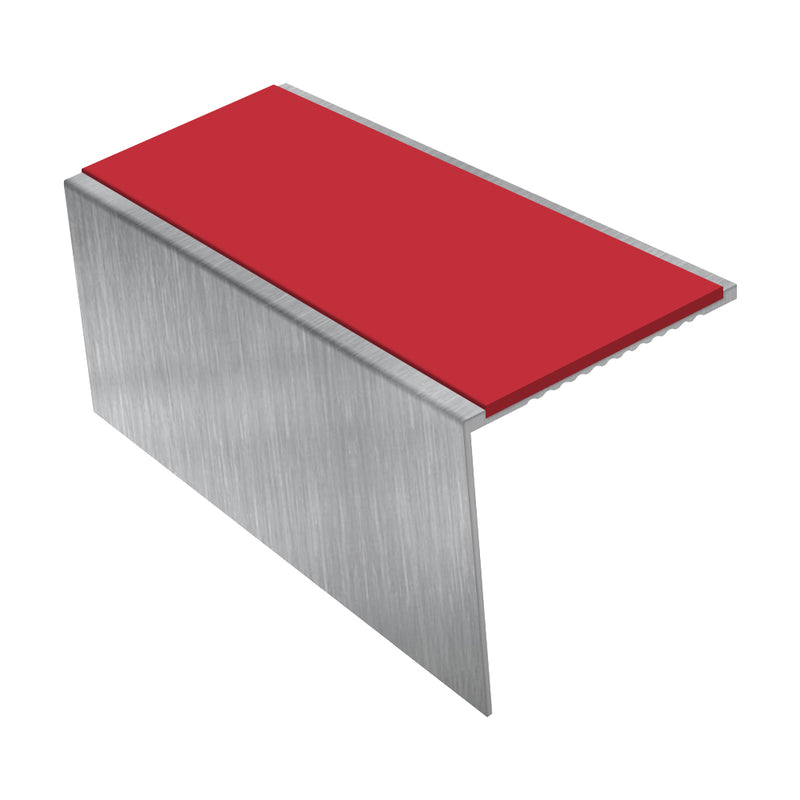 Square Aluminium Stair Nosing 2.44m, 56mm Tread Slip-Resistant Inserts Custom Finishes for Vinyl, Lino & Lightweight Carpets