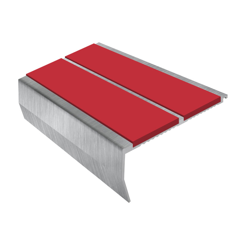 Heavy Duty Chevron Aluminium Stair Nosing 2.75m, Double Insert, 40mm Riser, Slip-Resistant, Durable for High-Traffic Areas, Ideal for Home & Business