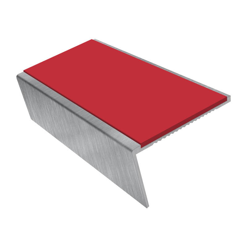 Rake Back Aluminium Stair Nosing 2.75m Slip-Resistant Inserts Ideal for Vinyl, Lino & Lightweight Carpets Riser 25mm, Tread 46mm