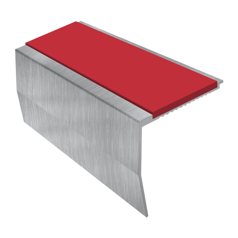 Heavy Duty Chevron Aluminium Stair Nosing 2.44m Single Insert 65mm Riser Slip-Resistant Durable for Medium Carpets & Smooth Flooring