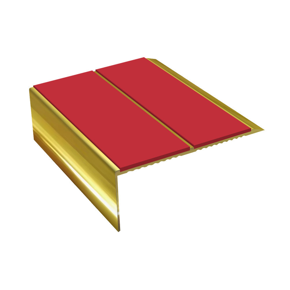 Rake Back Double Channel Aluminium Stair Nosing, 3.22m Length, 93mm Tr