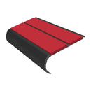 Red and black anti slip bullnose stair nosing with aluminum construction and PVC safety inserts