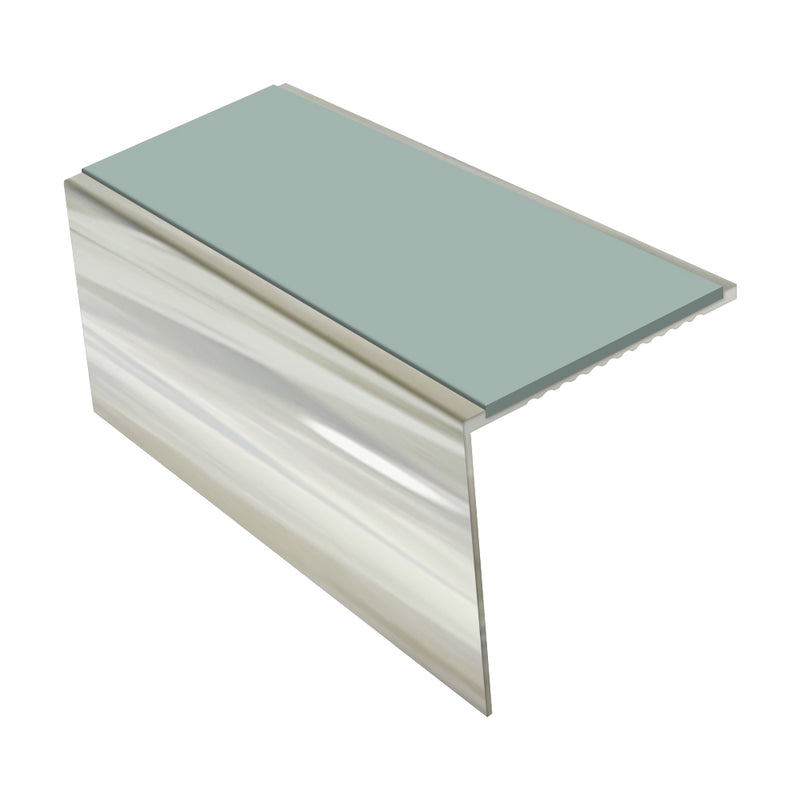 Square Aluminium Stair Nosing 2.75m, 56mm Tread Slip-Resistant Inserts Custom Finishes for Vinyl, Lino & Lightweight Carpets