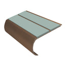 Bullnose aluminium stair nosing with sage green anti-slip inserts and dark bronze finish, 53mm width