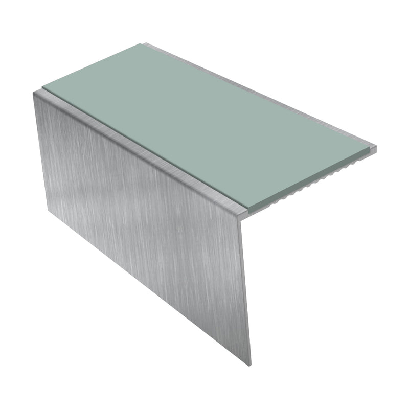 Square Aluminium Stair Nosing 2.75m, 56mm Tread Slip-Resistant Inserts Custom Finishes for Vinyl, Lino & Lightweight Carpets