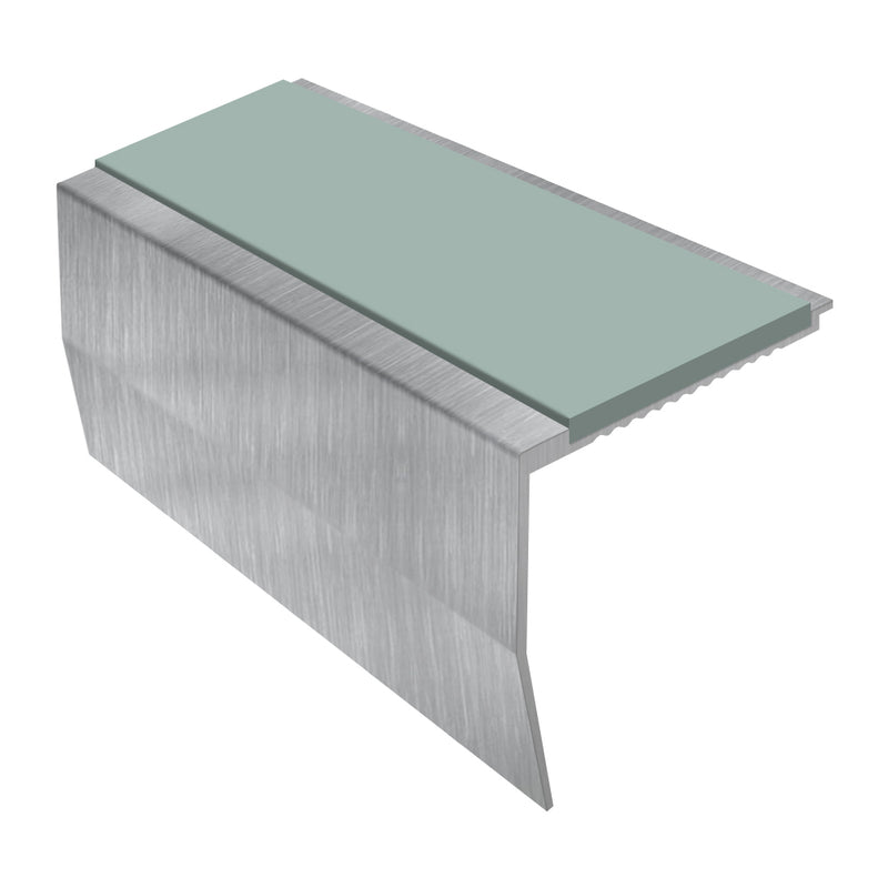 Heavy Duty Chevron Aluminium Stair Nosing 2.44m Single Insert 65mm Riser Slip-Resistant Durable for Medium Carpets & Smooth Flooring