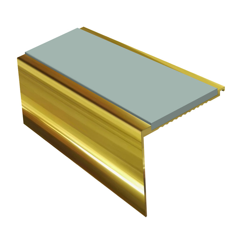 Square Aluminium Stair Nosing Single Channel 2.44m Length Tread 62mm Slip-Resistant Inserts Ideal for Medium Carpets & Heavy-Duty Flooring