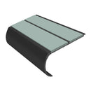 Heavy duty bullnose aluminium anti slip stair nosing in sage green with black trim, 53mm width