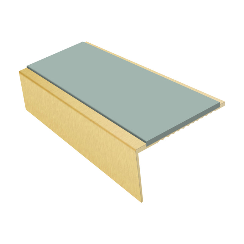 Square Aluminium Stair Nosing Single Channel 2.44m 25mm Riser Slip-Resistant PVC Inserts for Vinyl, Lino, Lightweight Carpets Safe Domestic Solution